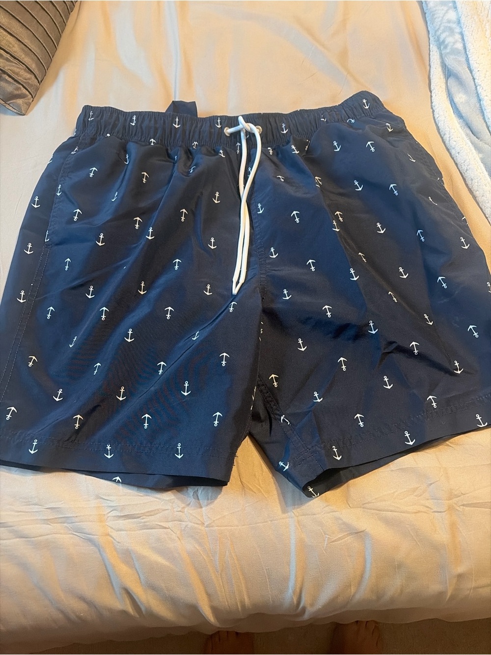 Nautica Navy Swim Trunks with White Anchor Print